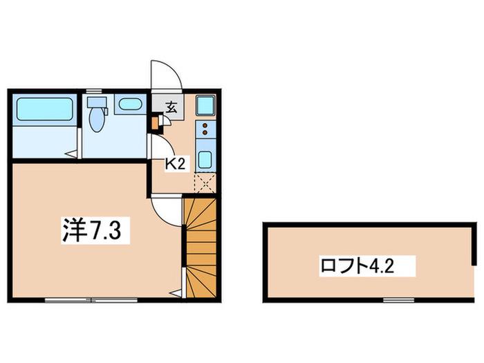 トレスコーマ2ND(1K/2階)の間取り写真