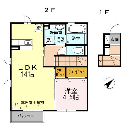 ルーナ・サクラ(1LDK/2階)の間取り写真