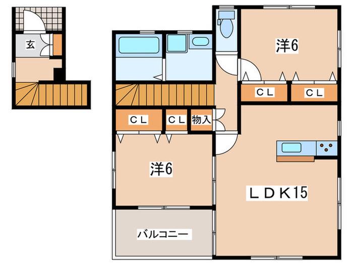 COCOLE南鴨宮(2LDK/2階)の間取り写真