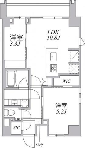 ASYL COURT 麻布十番 アジールコート麻布十番(2LDK/8階)の間取り写真
