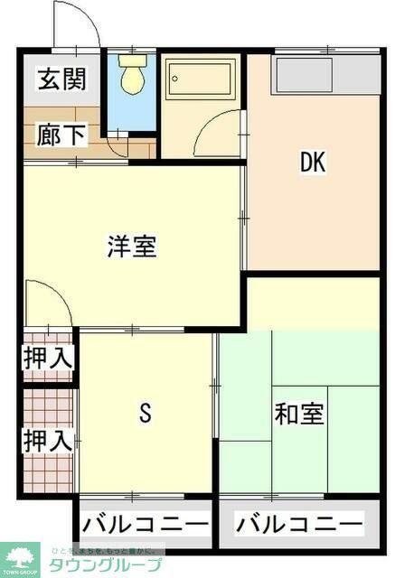 八雲アパート(2SDK/2階)の間取り写真