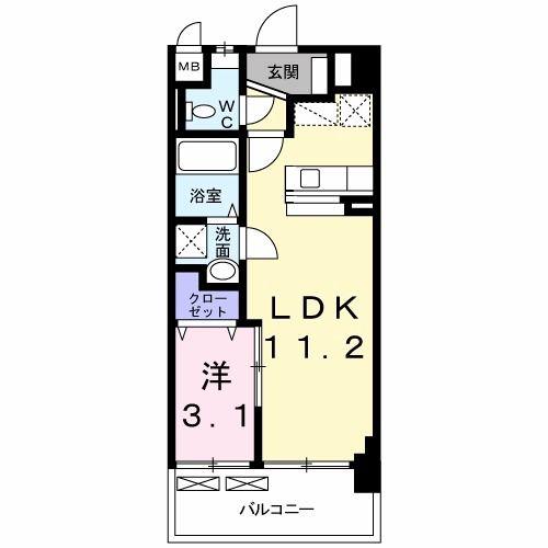 グローヴ・ガーデンE(1LDK/3階)の間取り写真