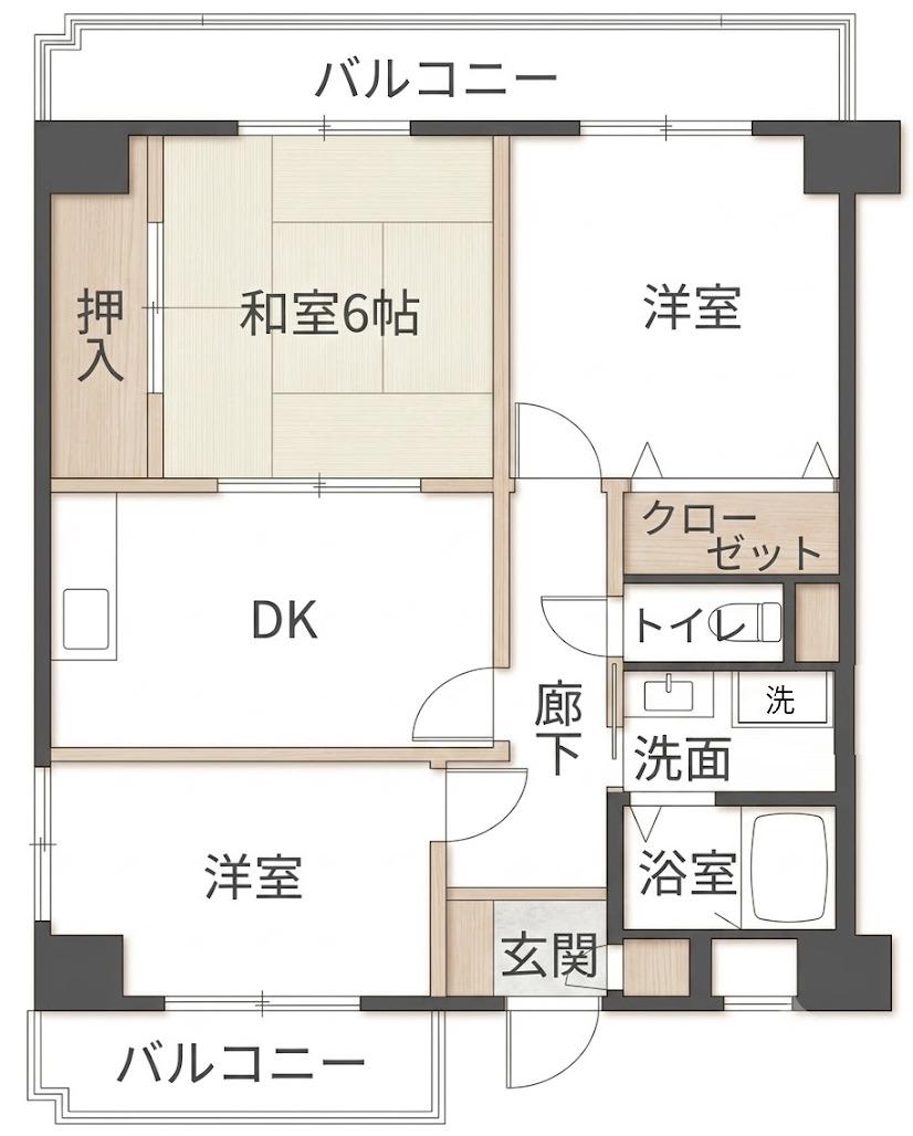 ウイングス21(3DK/5階)の間取り写真