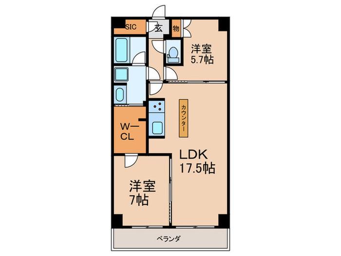 ザケンジントンレンジデンスときわ台(2LDK/2階)の間取り写真