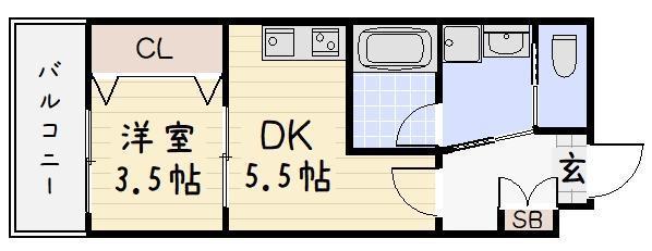 CPタワー(1DK/20階)の間取り写真