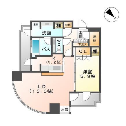 千種タワーヒルズ(1LDK/16階)の間取り写真