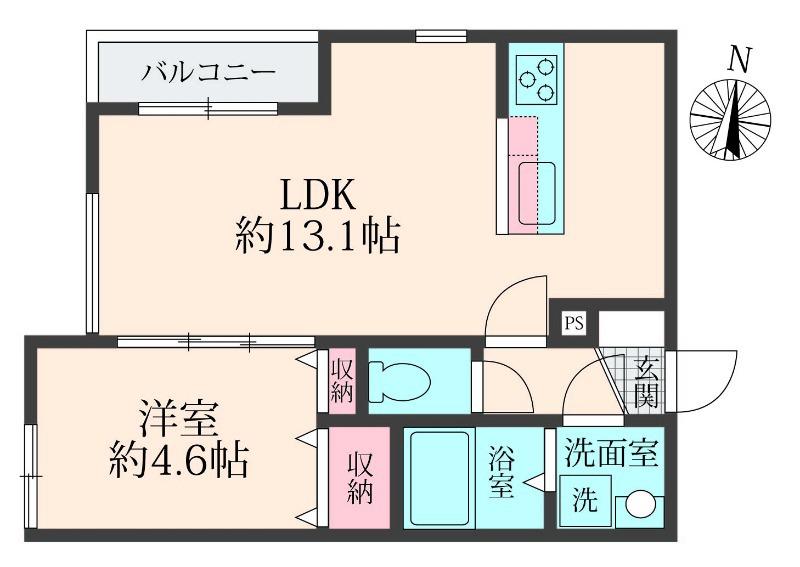 ミリアビタ前原(1LDK/1階)の間取り写真