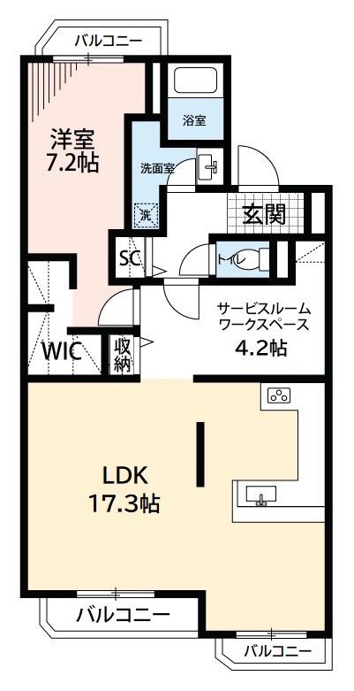シャイン壱番館(1SLDK/4階)の間取り写真