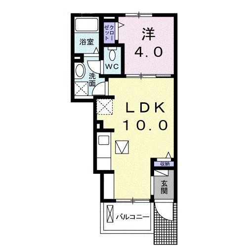 セレナーデA(1LDK/1階)の間取り写真