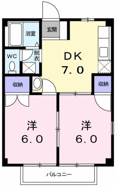 サンビューラーB(2DK/2階)の間取り写真
