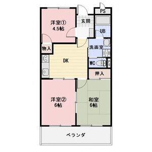 LIMPIAリリー(3DK/4階)の間取り写真