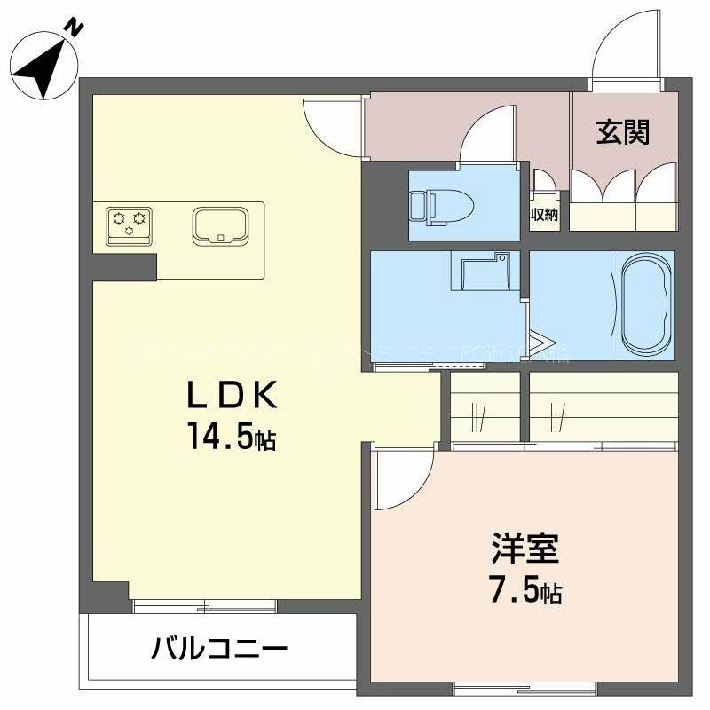 エクセルVI(1LDK/2階)の間取り写真