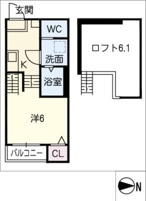 MOONPARK千種(1K/2階)の間取り写真