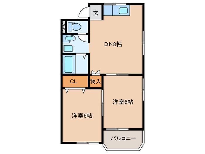 コーポまみずか(2DK/1階)の間取り写真