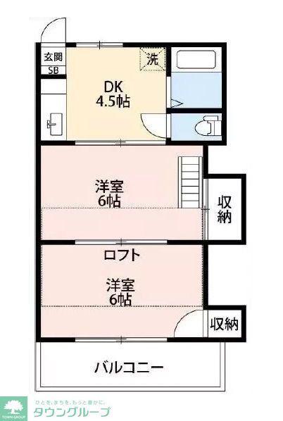 BCASA東松山IIIRE-BORN(2DK/1階)の間取り写真