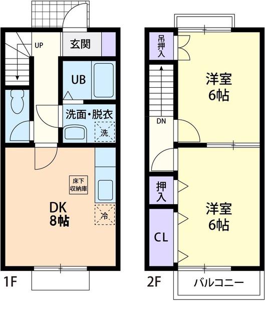 東新ハイツ(2DK/1階)の間取り写真