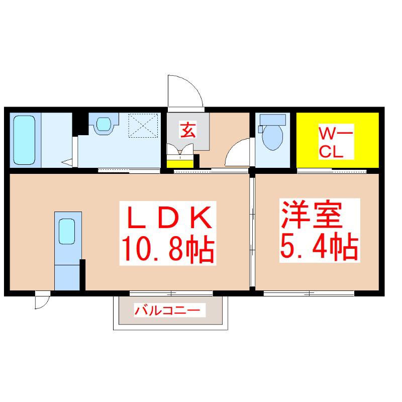 カーサ・ウェンディ(1LDK/2階)の間取り写真