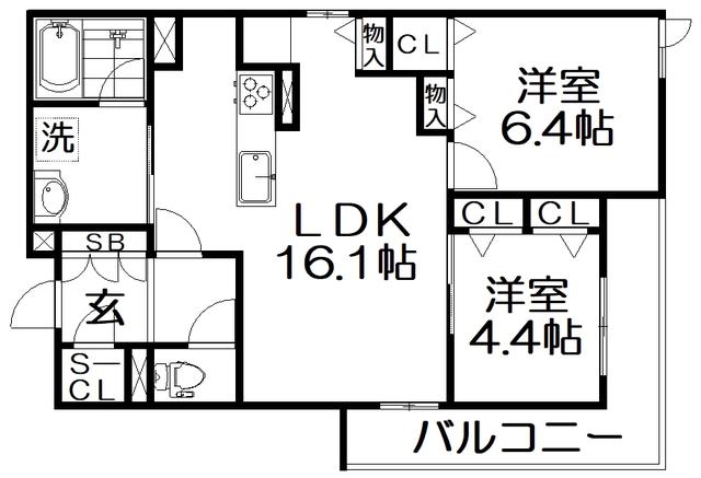 エスペランサ レジデンスII(2LDK/3階)の間取り写真