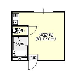 ファインハウス西元(ワンルーム/2階)の間取り写真