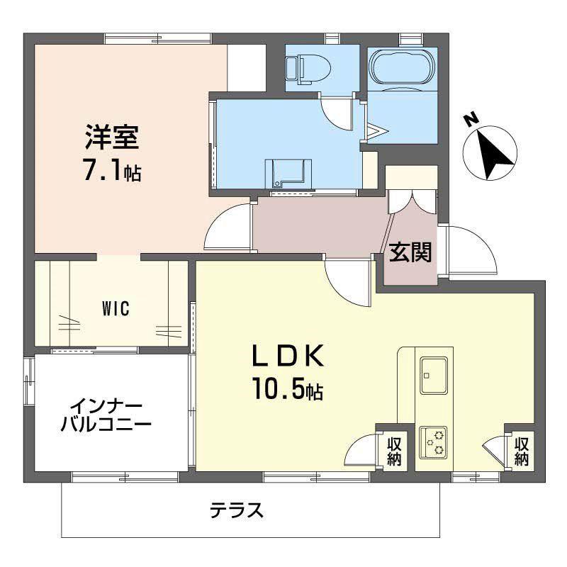 T.TOWNパレスC(1LDK/1階)の間取り写真