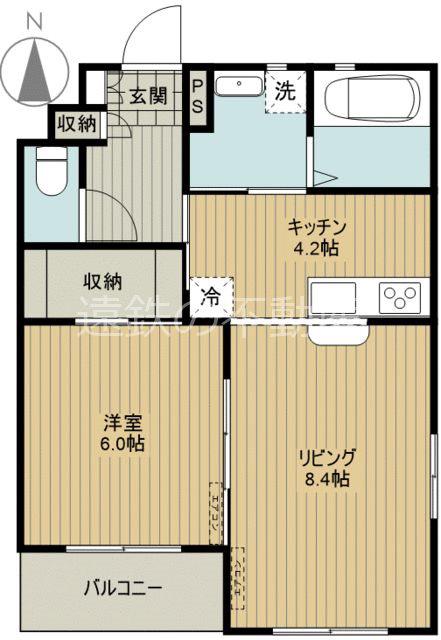 田畑ハイツルシアスVII(1LDK/4階)の間取り写真