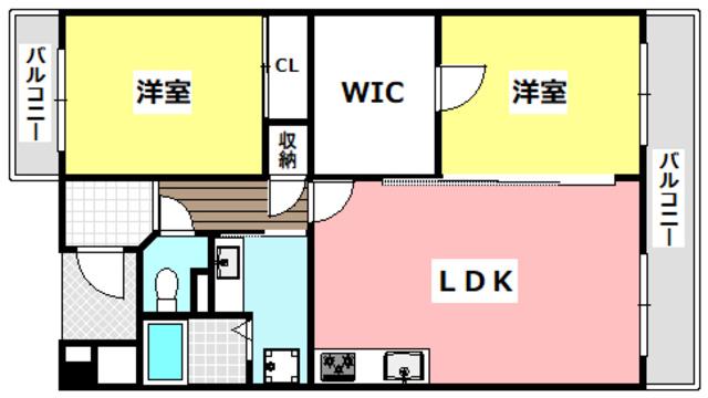 南茨木グリーンメゾン(2LDK/3階)の間取り写真