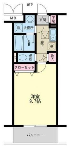 ボナール浜松 ウエスト館(1K/2階)の間取り写真