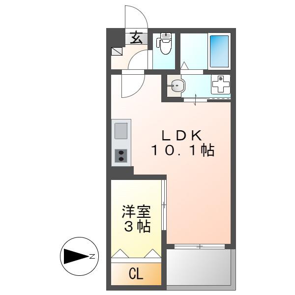 GRANDBLUE TODAYUTAKAI(1LDK/2階)の間取り写真