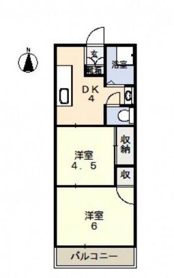 林本社ビル(2DK/4階)の間取り写真