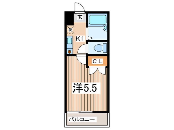 キャトルセゾン相模原(1K/2階)の間取り写真