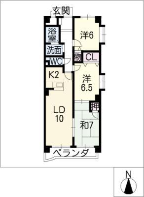 カーサ長良パーク(3LDK/4階)の間取り写真