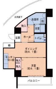 フレール新開地3丁目(1DK/14階)の間取り写真
