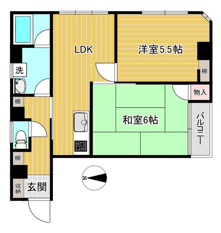 石田ビル(2LDK/3階)の間取り写真