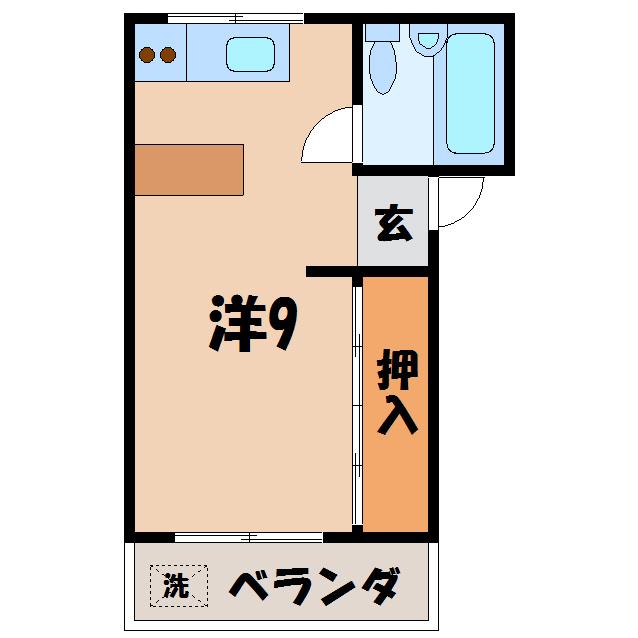 ジュネス青柳(ワンルーム/2階)の間取り写真