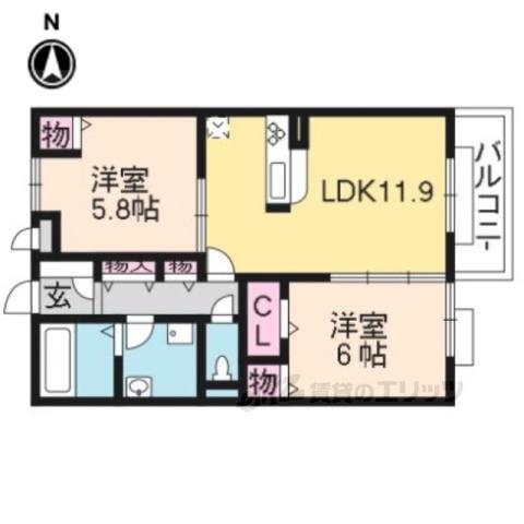 コンフォールZENW棟(2LDK/1階)の間取り写真