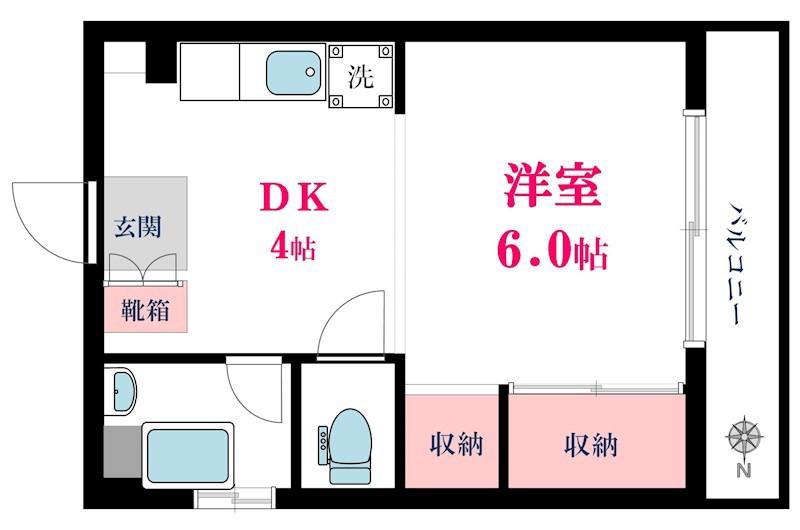 武蔵小山GH(1DK/4階)の間取り写真