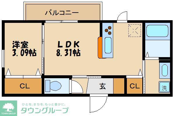 フロリナパーク(1LDK/1階)の間取り写真