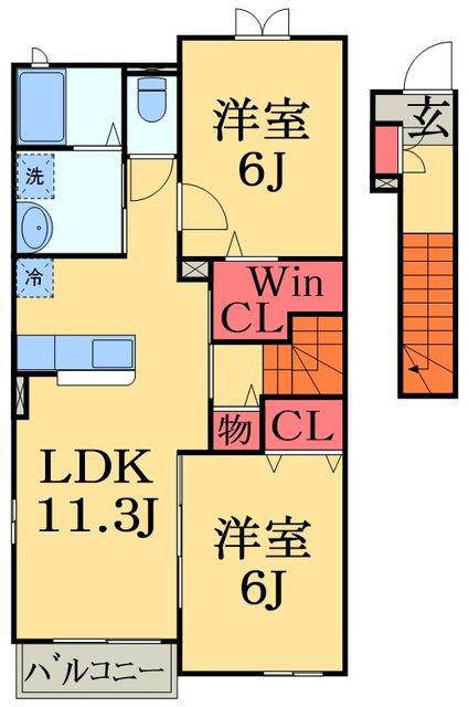 プラシドファミリア(2LDK/2階)の間取り写真