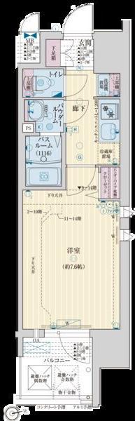 レシオス難波(1K/5階)の間取り写真