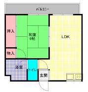 香南レジデンス(1LDK/2階)の間取り写真