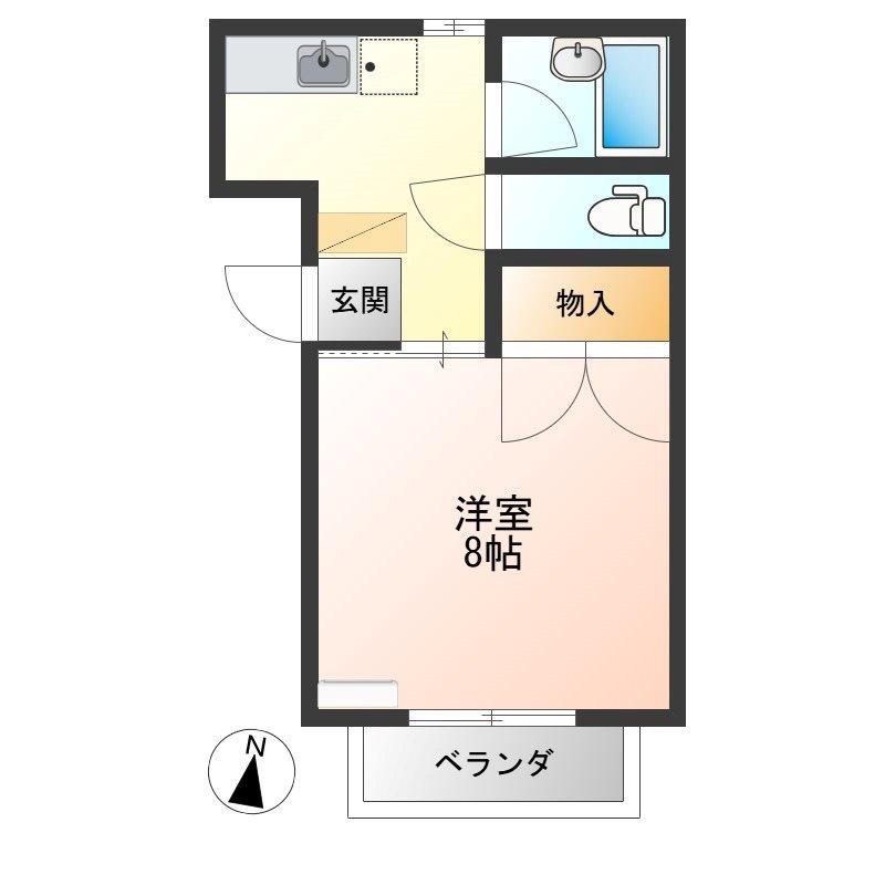 戸祭ハイツ(1K/2階)の間取り写真