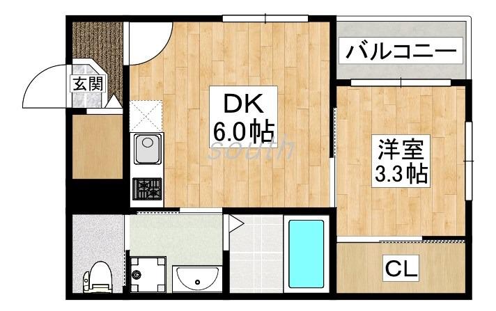 アヴィリオ(1DK/3階)の間取り写真