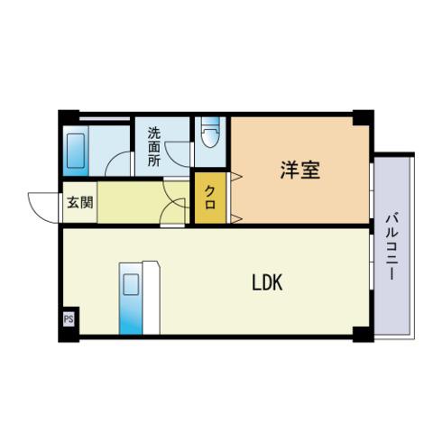 ヨーロピアン祇園(1LDK/3階)の間取り写真