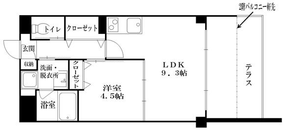 BALLOONY御殿山(1LDK/1階)の間取り写真