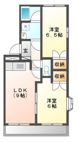 サニーコートヒカリII B(2DK/2階)の間取り写真