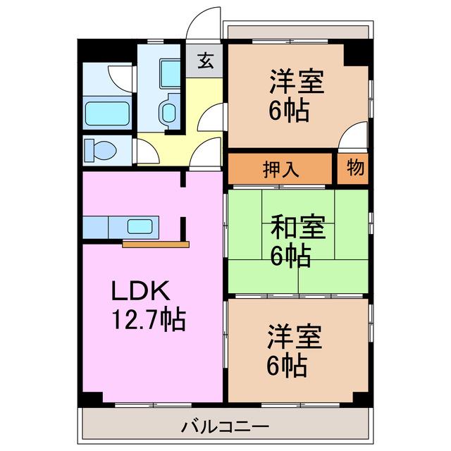 ファミール下瀬木(3LDK/2階)の間取り写真