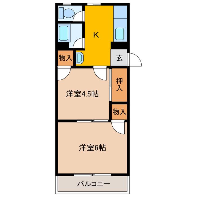 フジビル(2K/3階)の間取り写真