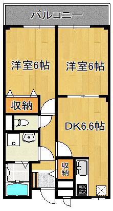 サンバティーク(2DK/2階)の間取り写真