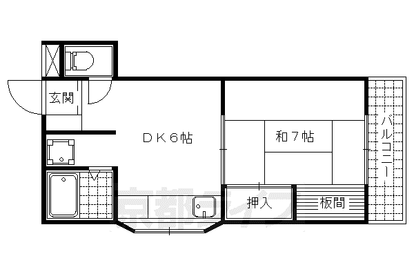 第1ふもとビル(1DK/3階)の間取り写真