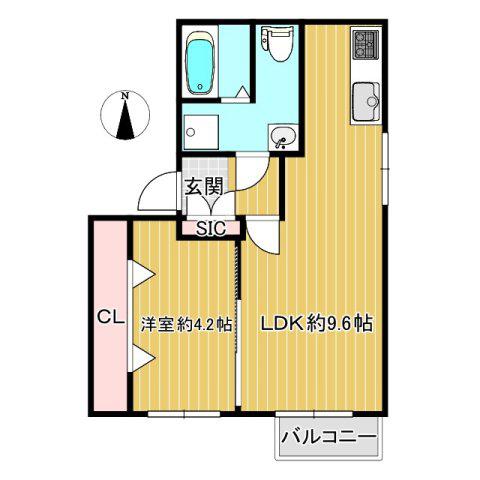ファミリーハイツ(1LDK/2階)の間取り写真